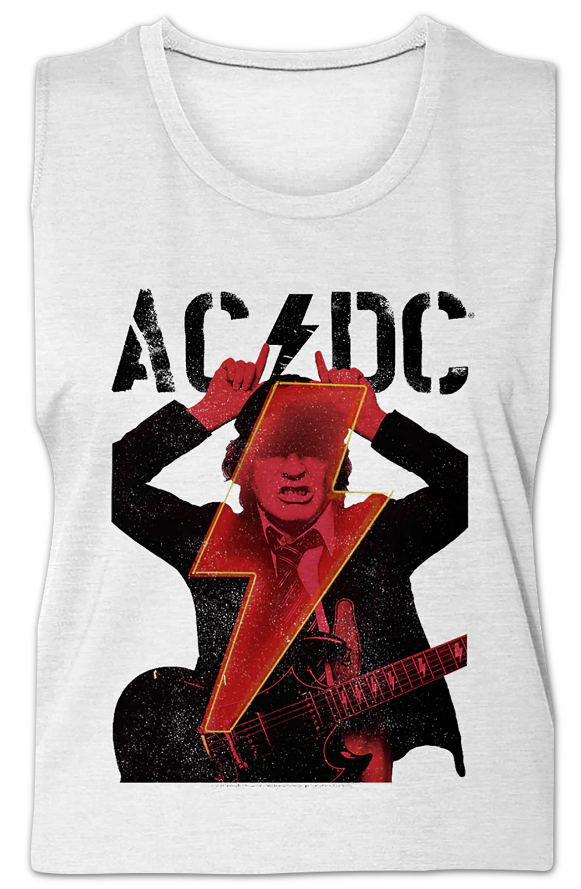 Ladies Angus Young Devil Horns ACDC Sleeveless Crewneck Shirt - Image 2