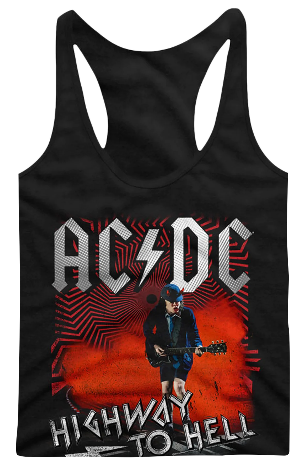Ladies Angus Young Highway To Hell ACDC Racerback Tank Top - Image 2