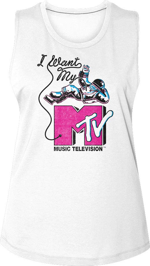 Ladies Astronaut I Want My MTV Muscle Tank Top