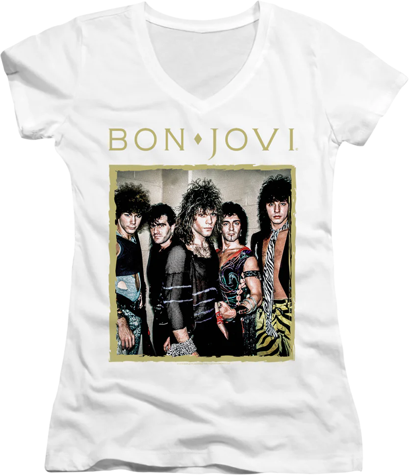 Ladies Band Photo Bon Jovi V-Neck Shirt