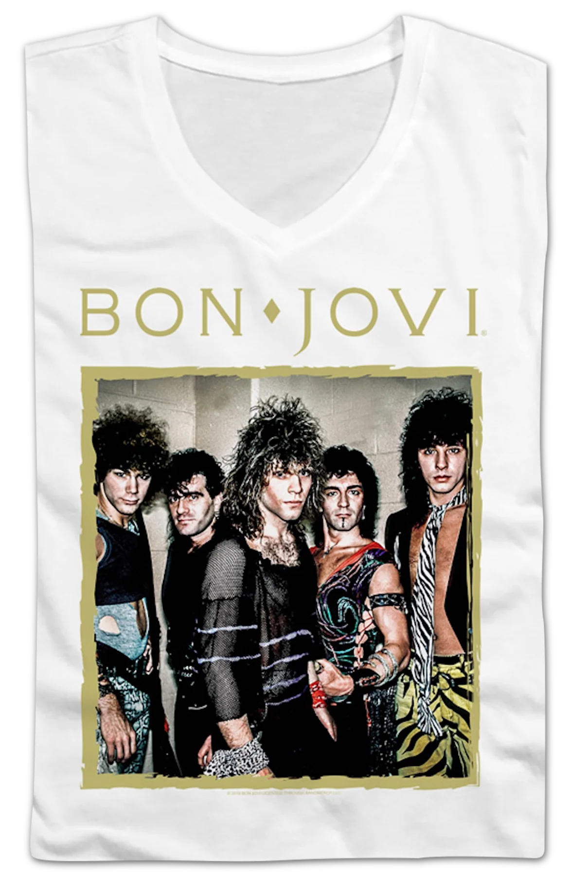 Ladies Band Photo Bon Jovi V-Neck Shirt - Image 2
