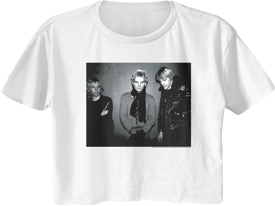 Ladies Black And White Photo The Police Crop Top