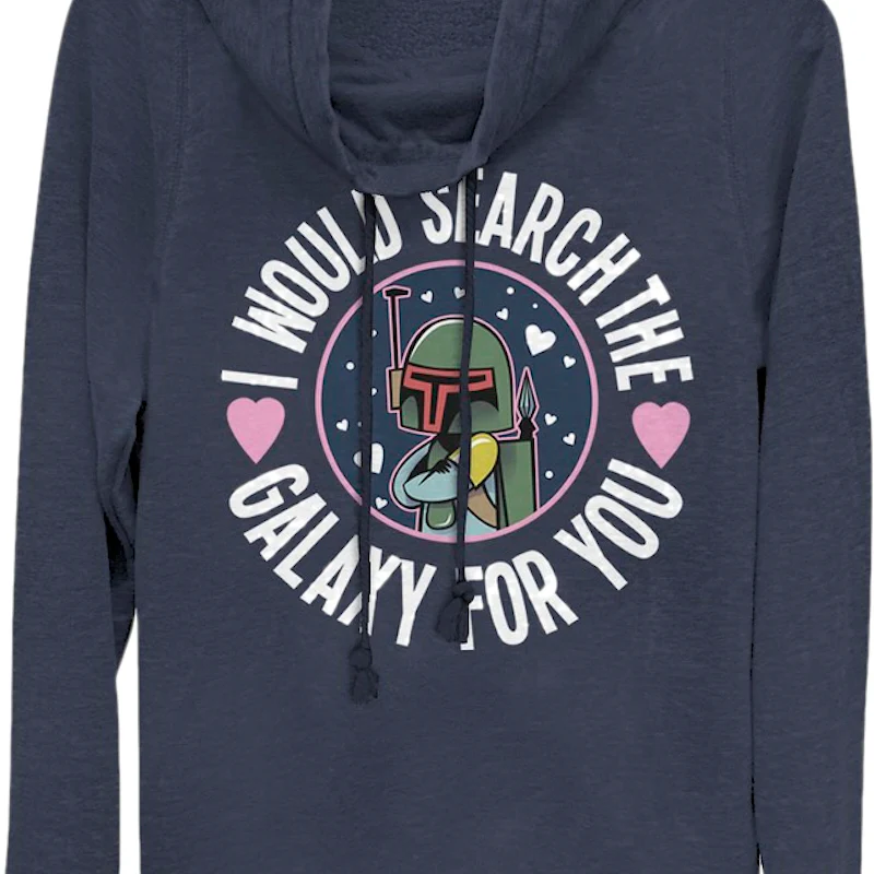 Ladies Boba Fett Search The Galaxy For You Star Wars Cowl Neck Sweatshirt - Image 2