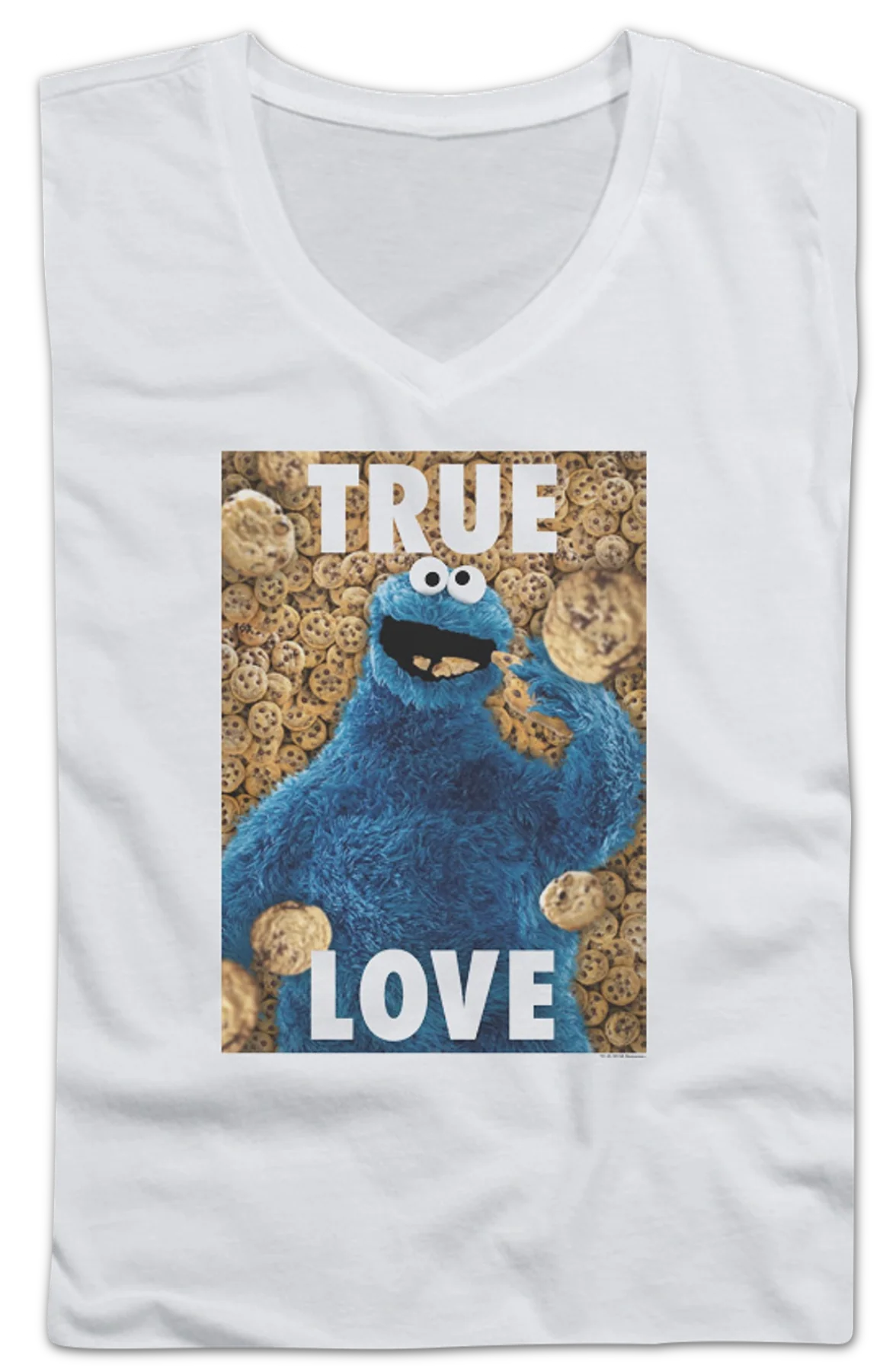 Ladies Cookie Monster True Love Sesame Street V-Neck Shirt - Image 2