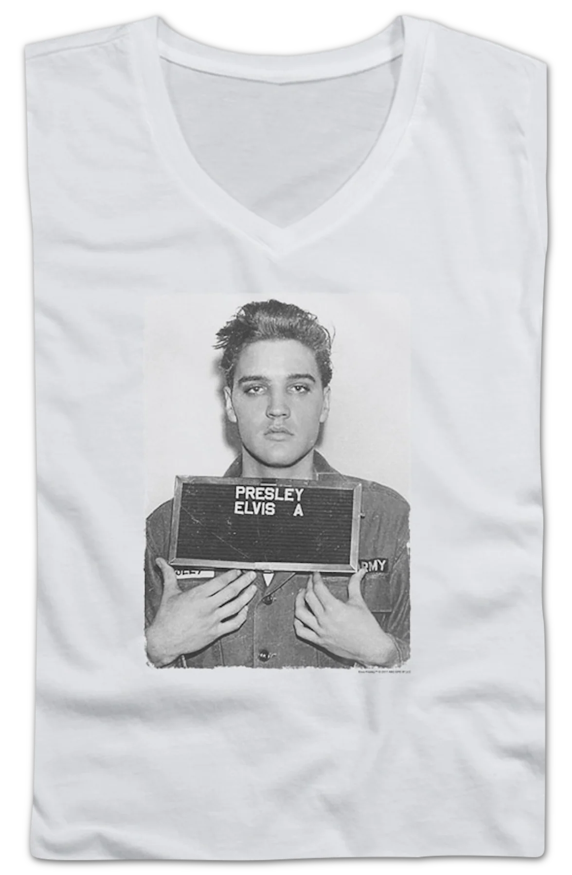 Ladies Discharge Photo Elvis Presley V-Neck Shirt - Image 2