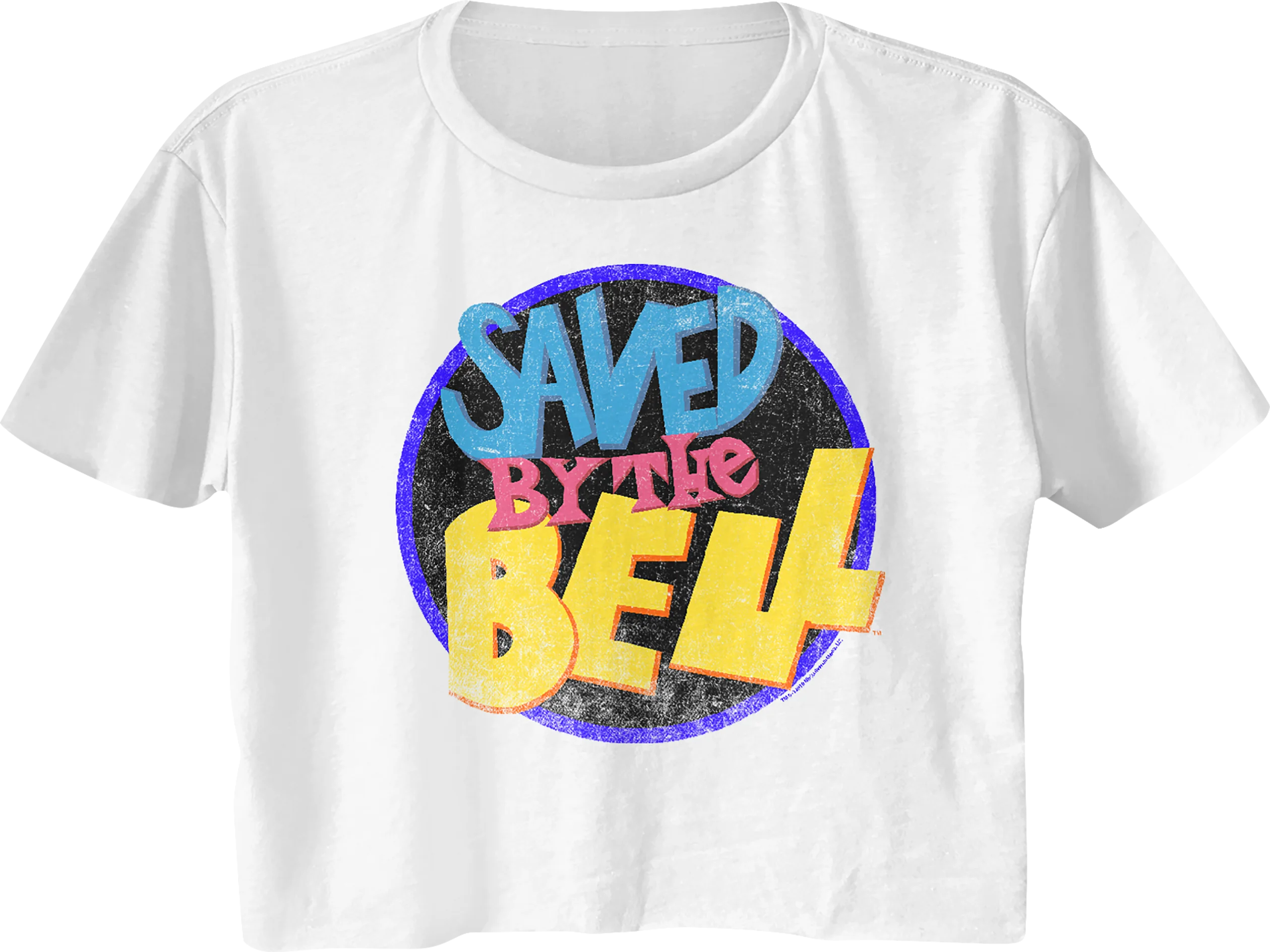 Ladies Distressed Logo Saved By The Bell Crop Top