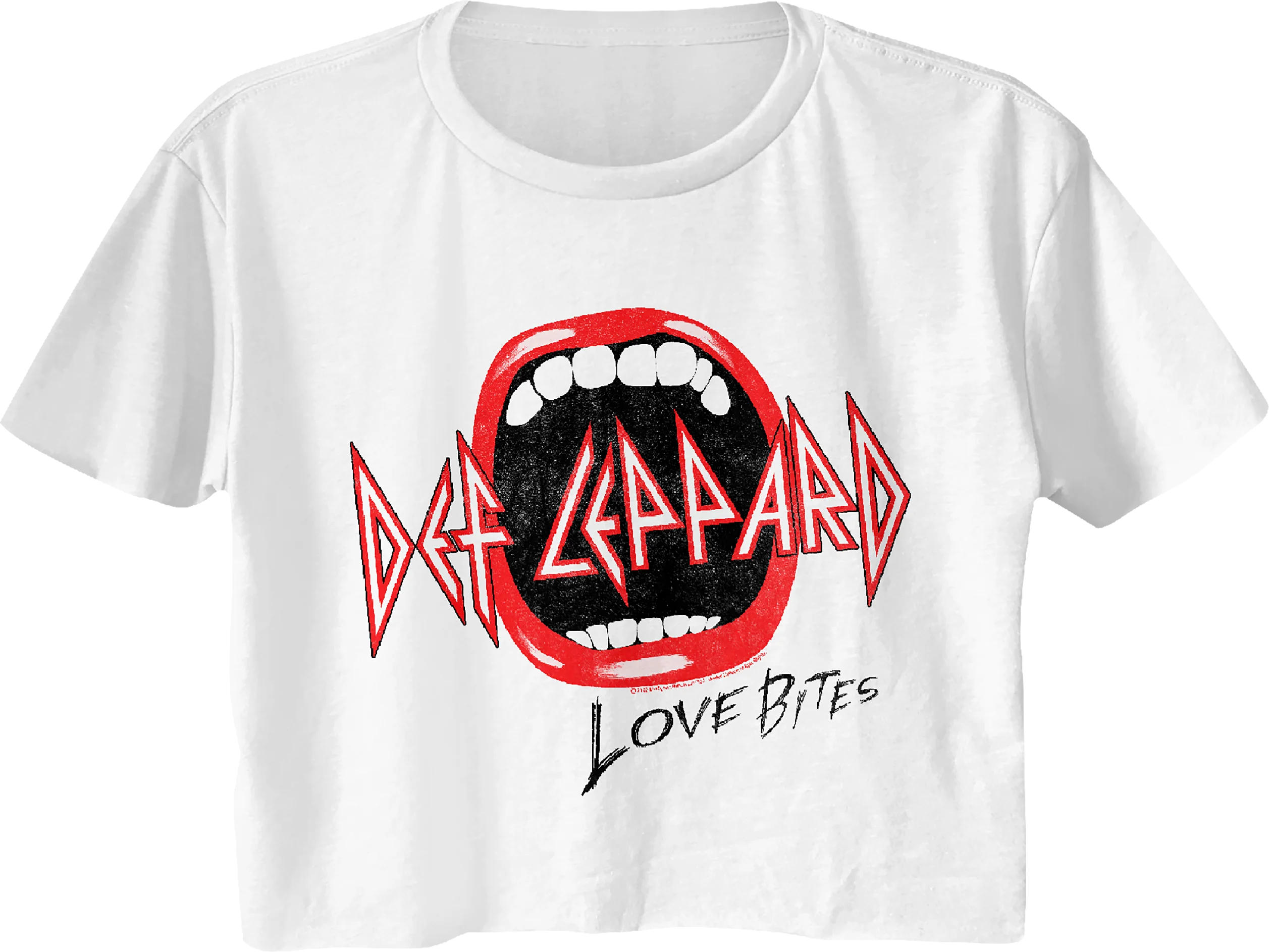Ladies Distressed Love Bites Def Leppard Crop Top