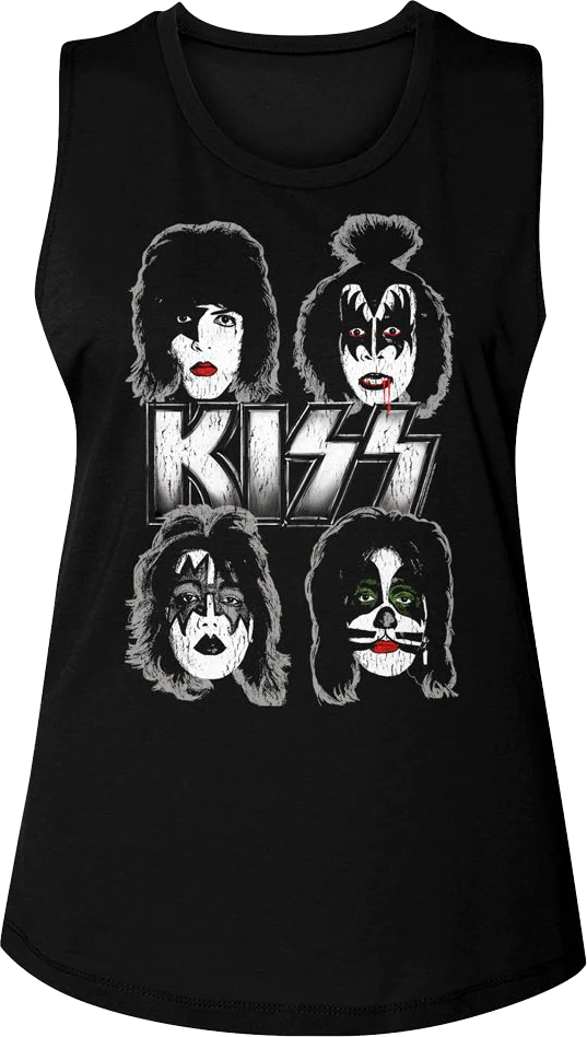 Ladies Face Paint KISS Muscle Tank Top