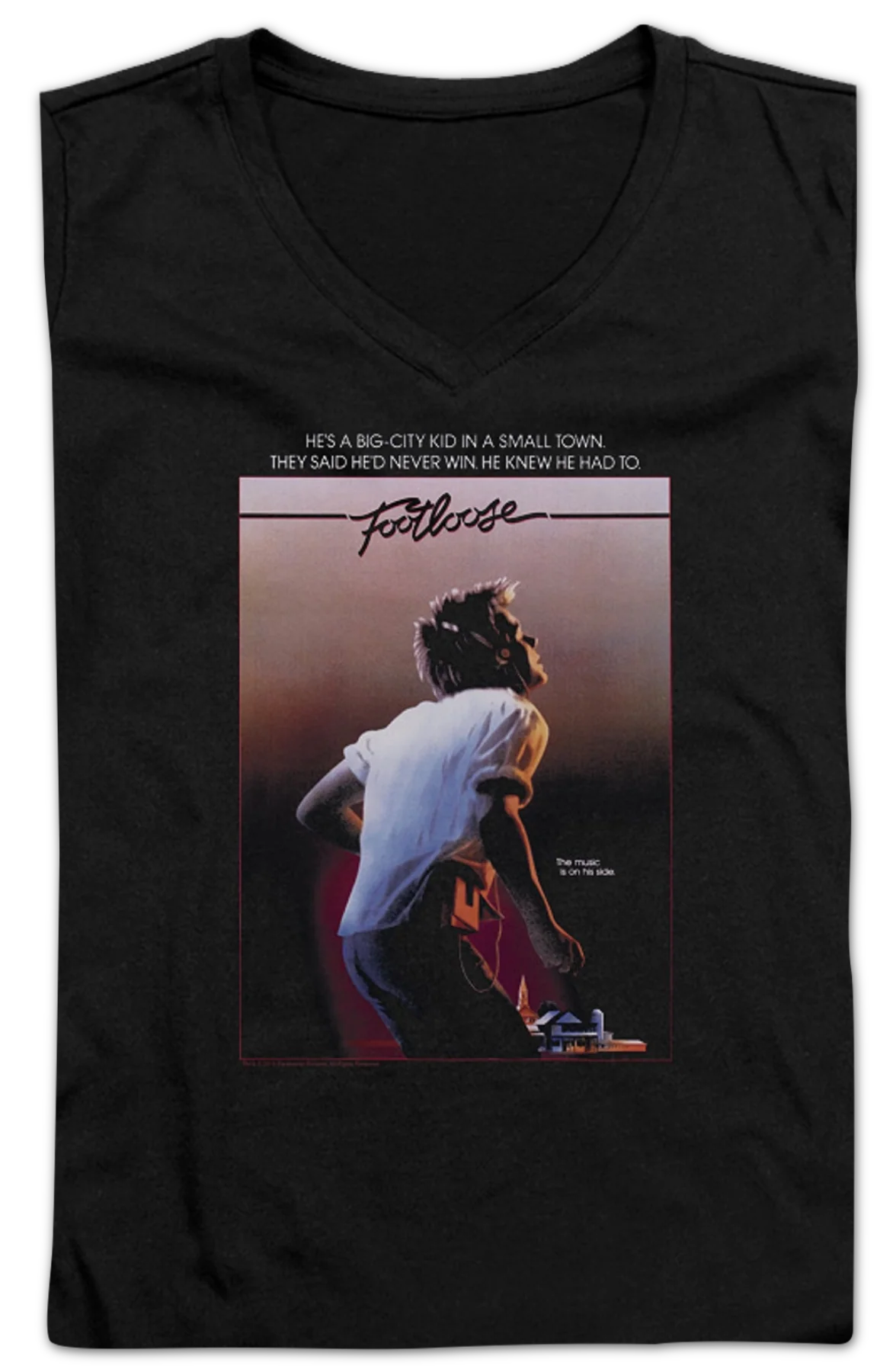 Ladies Footloose Poster V-Neck Shirt - Image 2