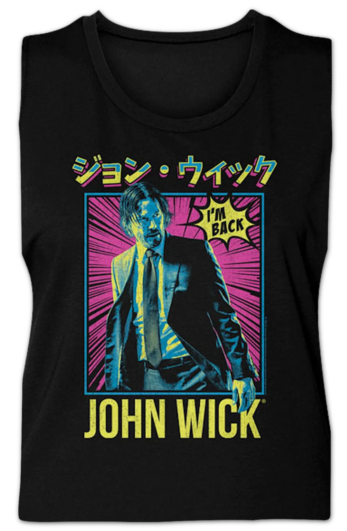Ladies Japanese Poster John Wick Muscle Tank Top - Image 2
