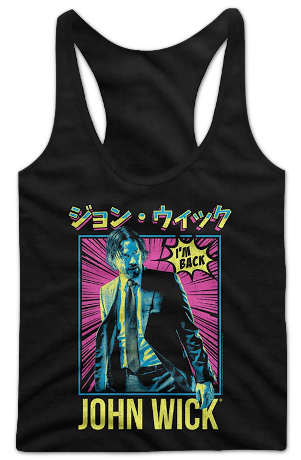 Ladies Japanese Poster John Wick Racerback Tank Top - Image 2