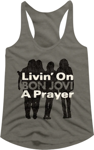 Ladies Livin' On A Prayer Bon Jovi Racerback Tank Top