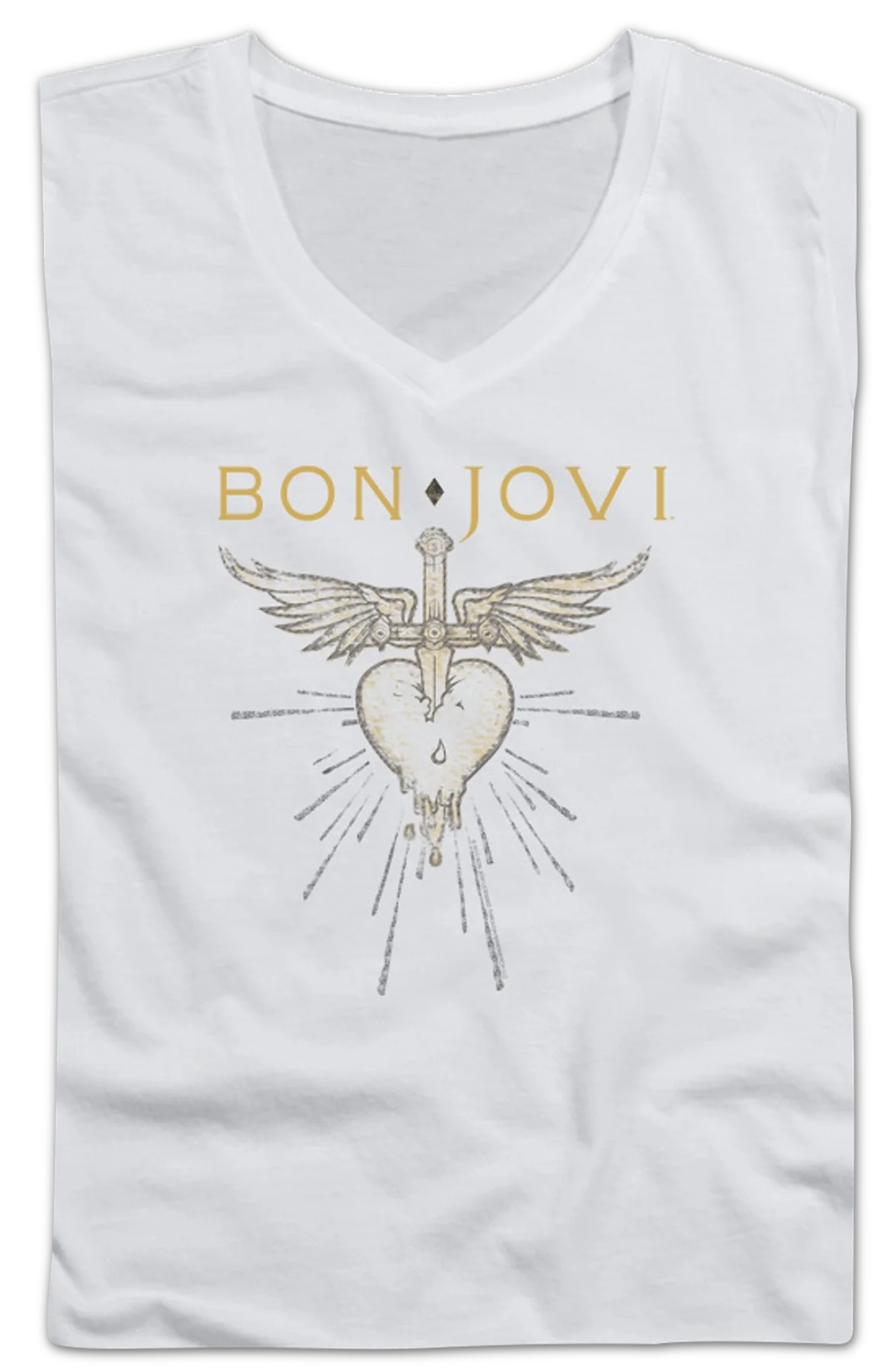 Ladies Logo Bon Jovi V-Neck Shirt - Image 2