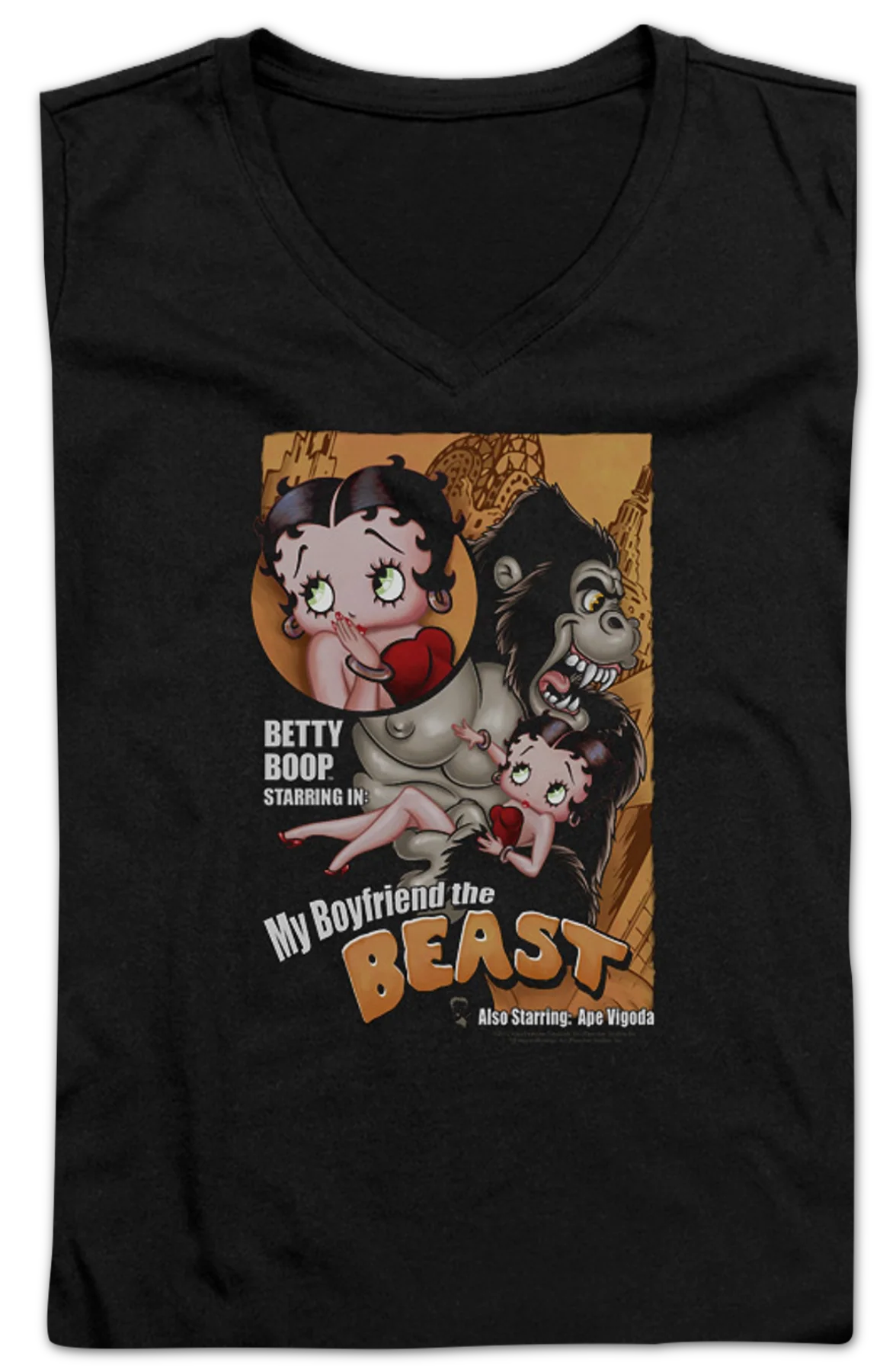 Ladies My Boyfriend the Beast Betty Boop V-Neck Shirt