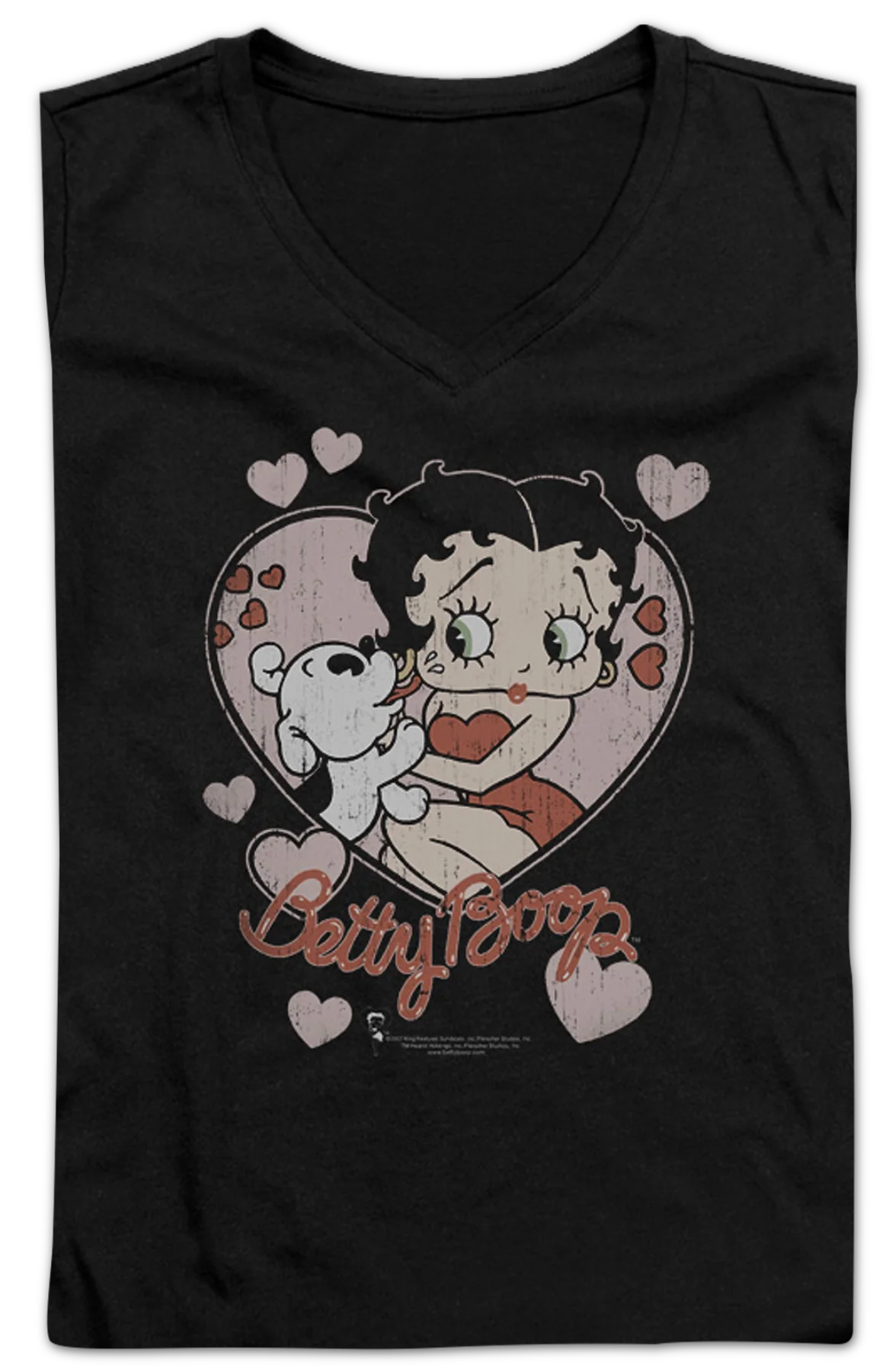Ladies Puppy Love Betty Boop V-Neck Shirt