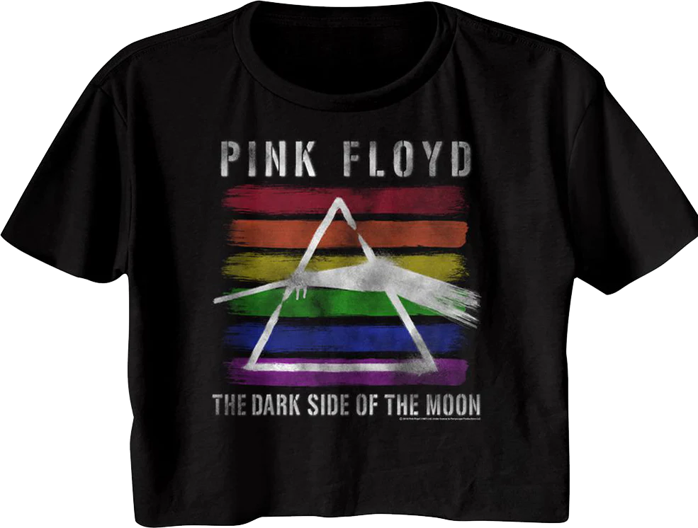 Ladies Rainbow Dark Side of the Moon Pink Floyd Crop Top