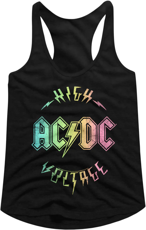 Ladies Rainbow High Voltage ACDC Racerback Tank Top