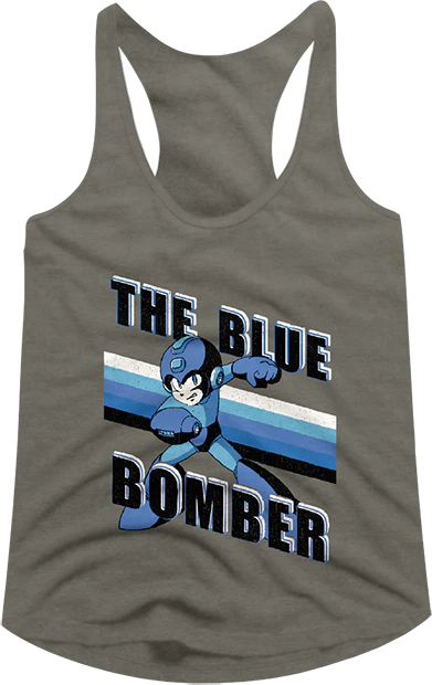 Ladies Retro Blue Bomber Mega Man Racerback Tank Top