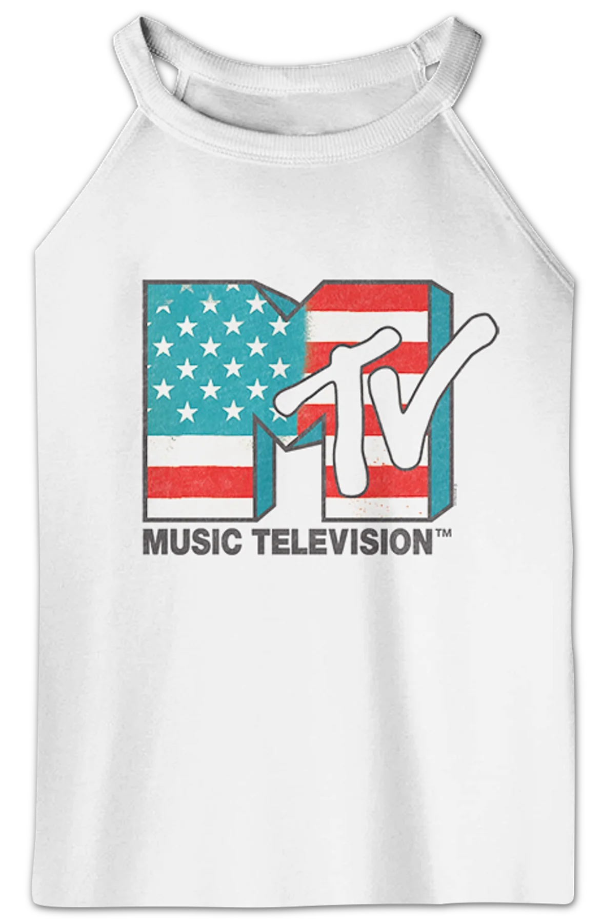 Ladies Stars And Stripes Logo MTV Sleeveless Rocker Tank Top - Image 2