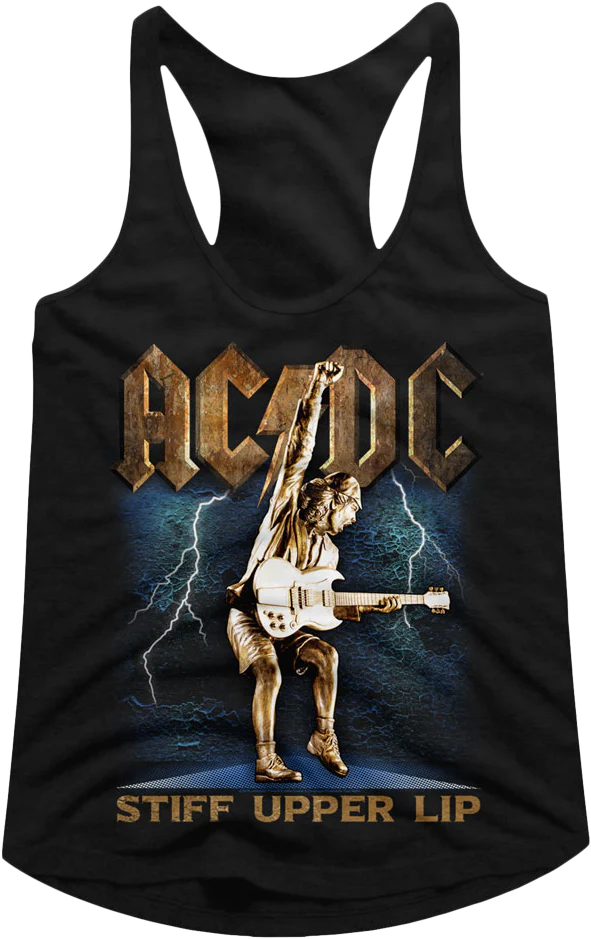 Ladies Stiff Upper Lip ACDC Racerback Tank Top