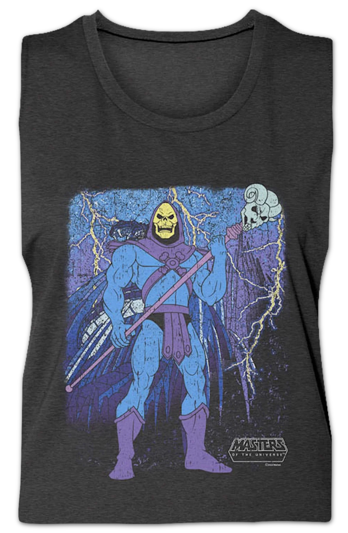 Ladies Vintage Skeletor Poster MOTU Muscle Tank Top - Image 2