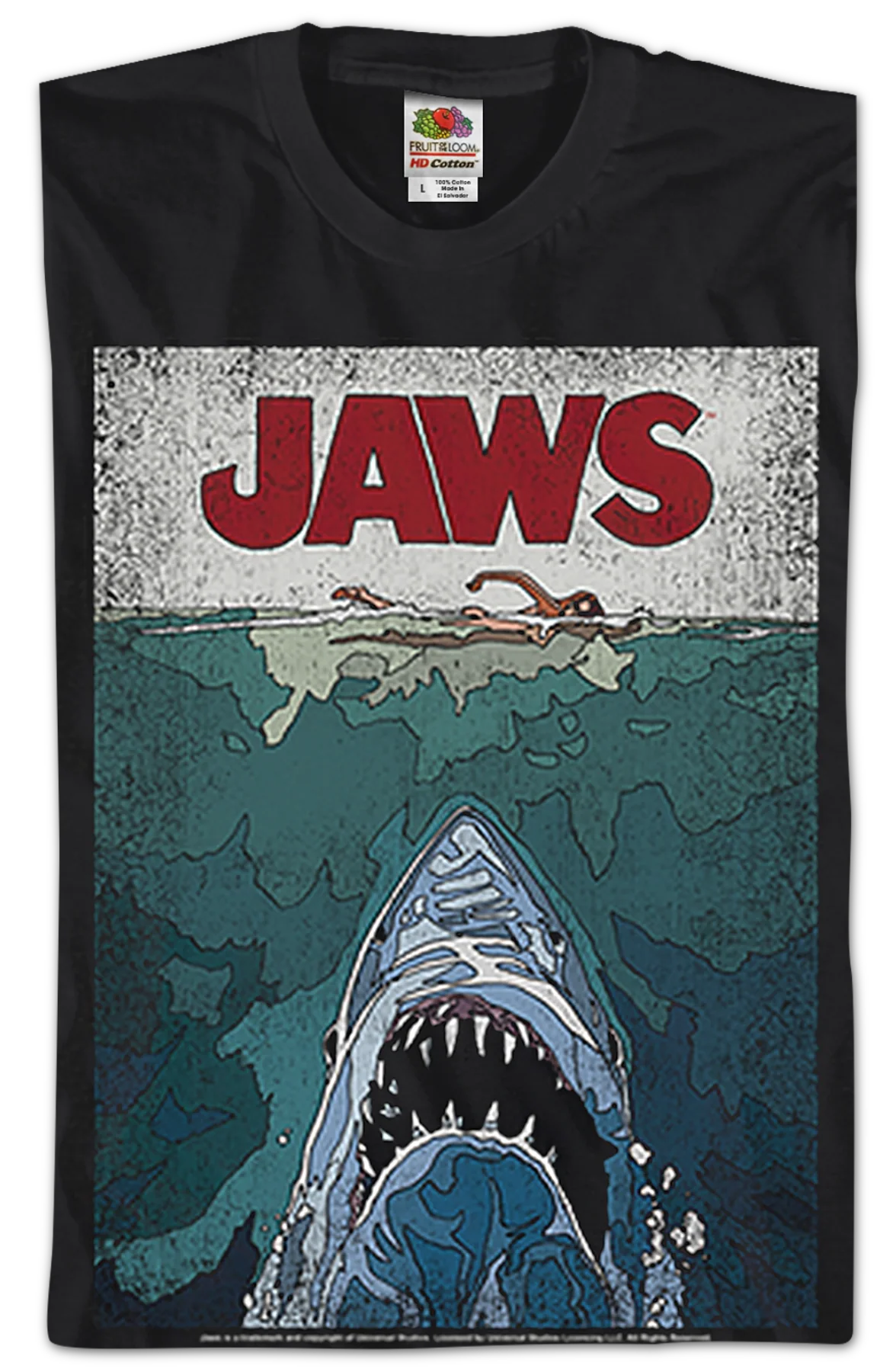 Lined Poster Jaws T-Shirt - Image 2