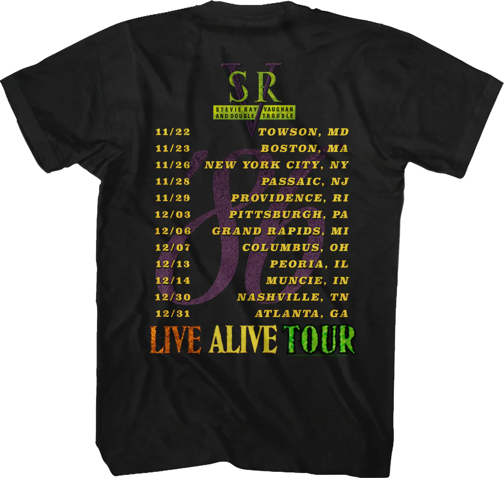Live Alive Tour Stevie Ray Vaughan T-Shirt - Image 3