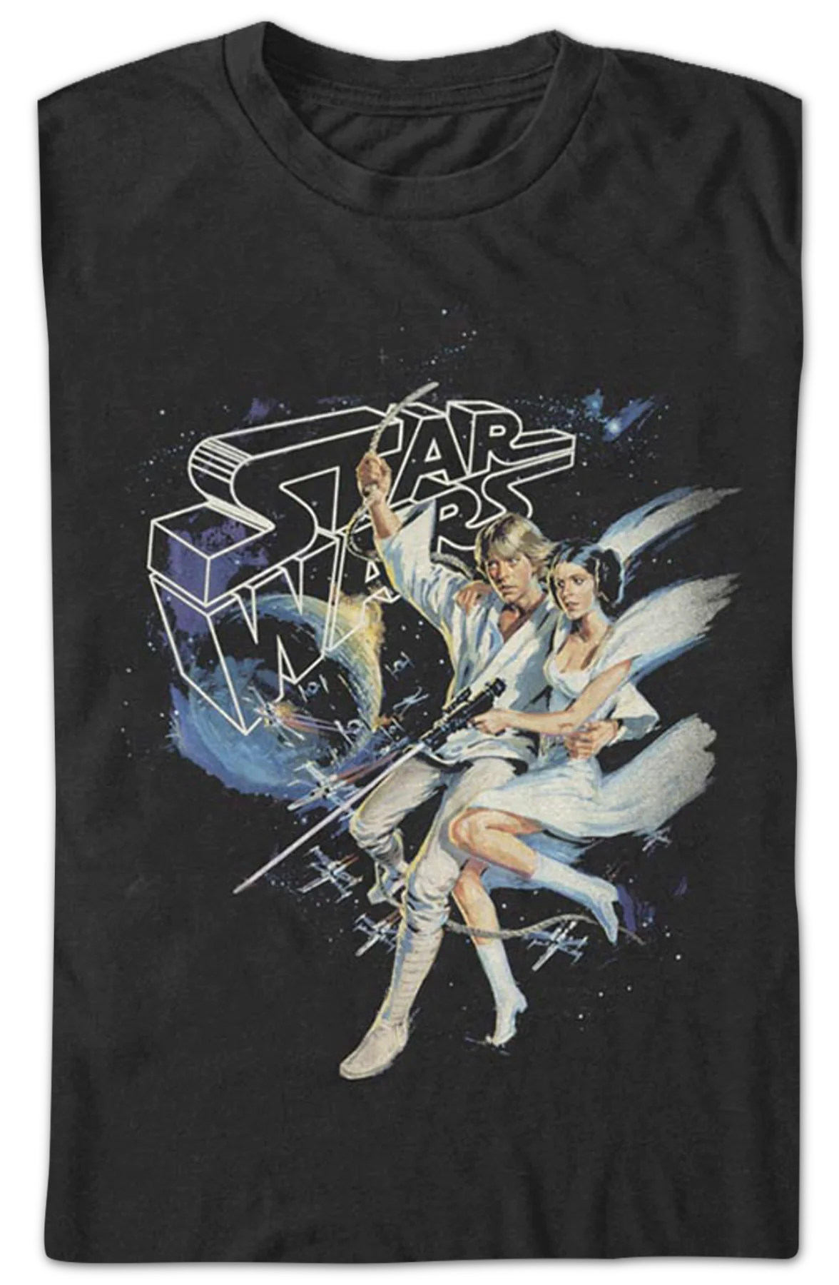 Luke Skywalker And Princess Leia Swing Into Action Star Wars T-Shirt - Image 2