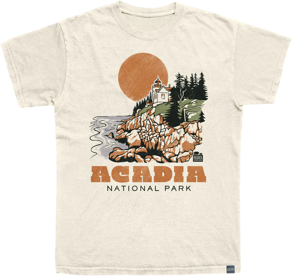 Made In USA Acadia Drawn Lighthouse NPCA T-Shirt
