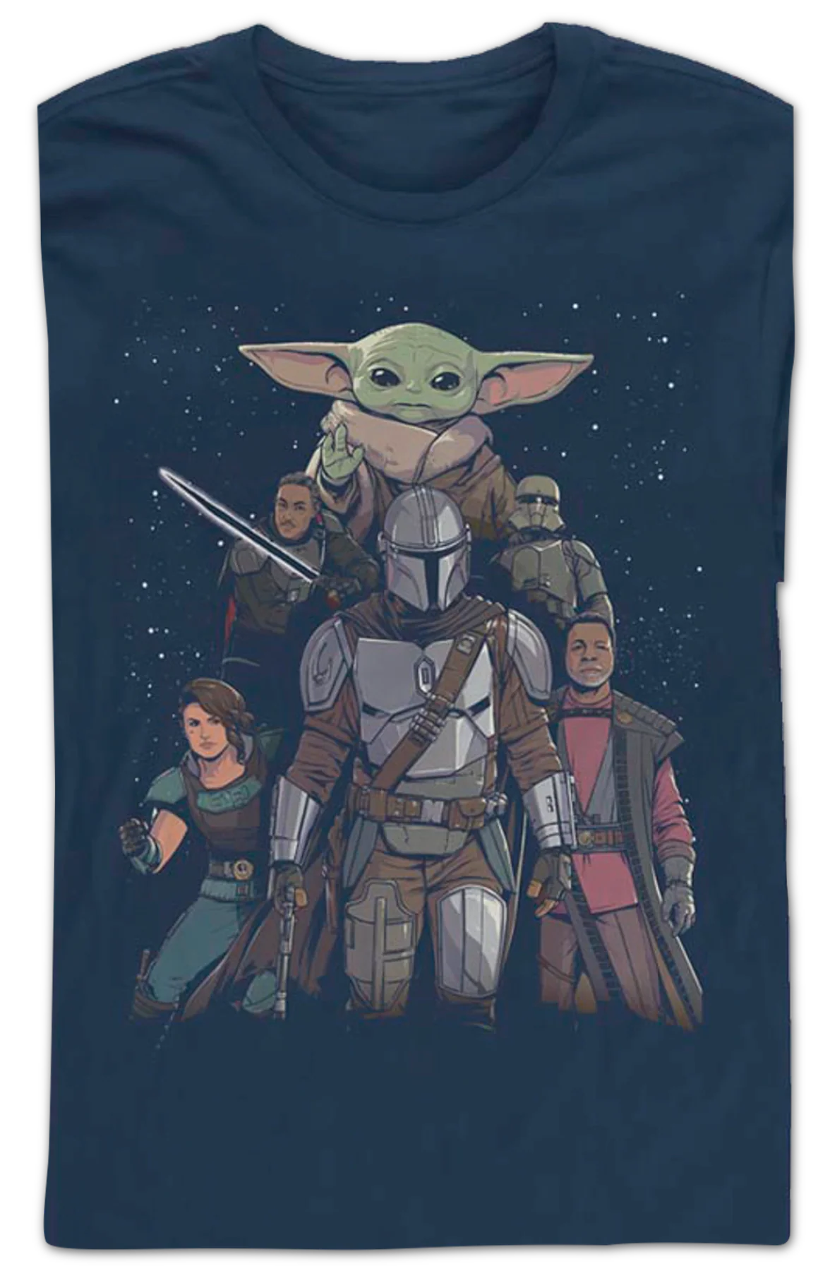 Mandalorian Illustrated Cast Collage Star Wars Long Sleeve Shirt - Image 2