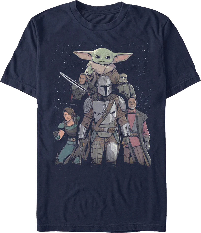 Mandalorian Illustrated Cast Collage Star Wars T-Shirt