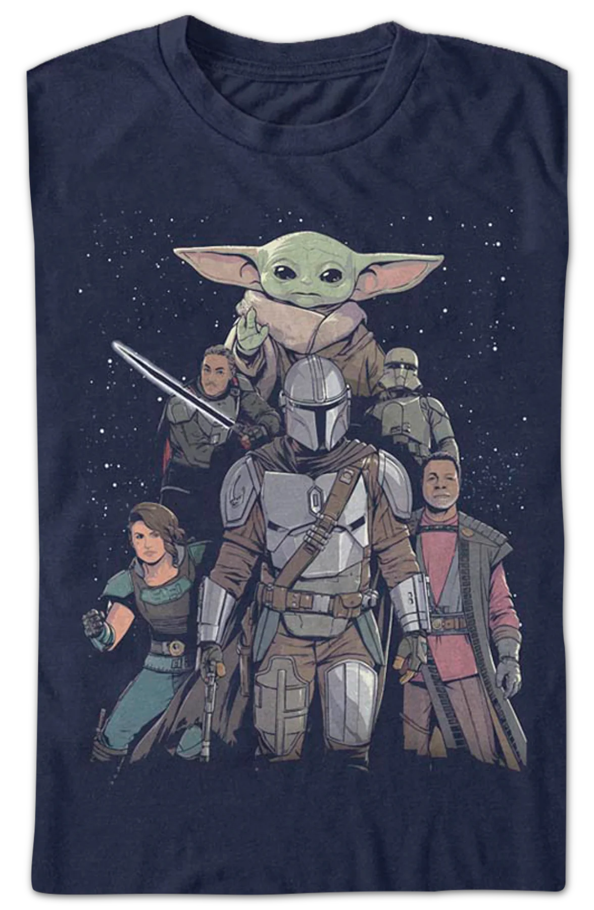 Mandalorian Illustrated Cast Collage Star Wars T-Shirt - Image 2