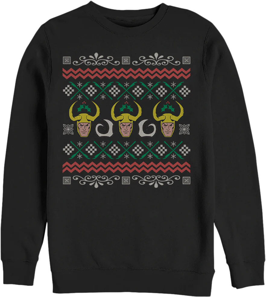 Marvel Comics Faux Ugly Loki Christmas Sweater