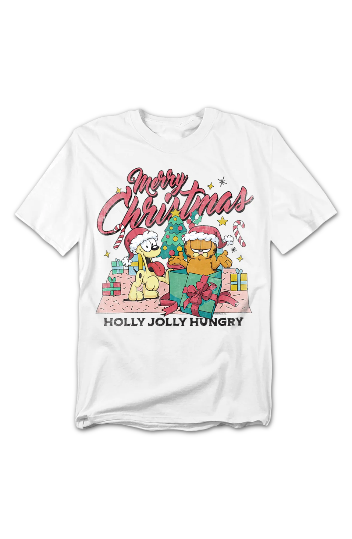 Merry Christmas Holly Jolly Hungry Garfield T-Shirt - Image 2