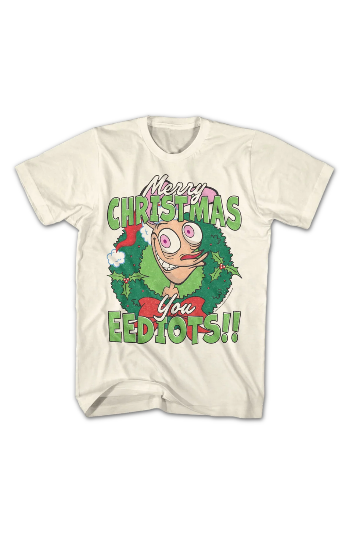 Merry Christmas You Eediots Ren And Stimpy T-Shirt - Image 2