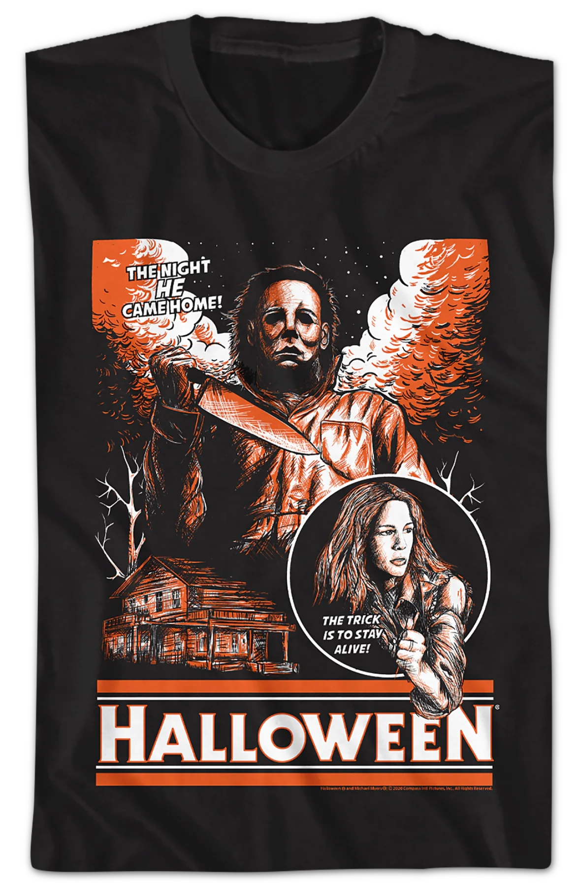 Michael Myers And Laurie Strode Halloween T-Shirt - Image 2