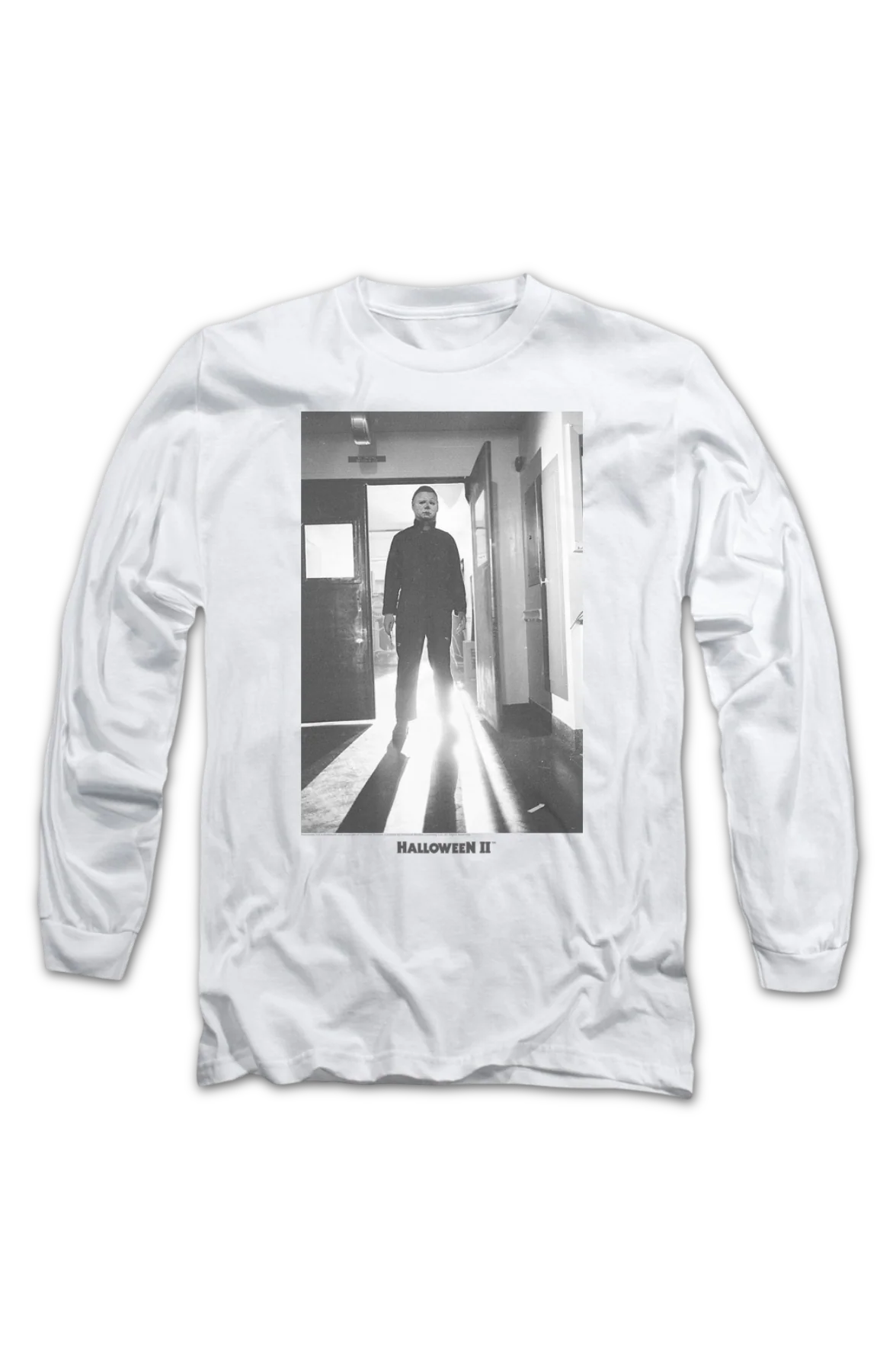 Michael Myers Black & White Photo Halloween II Long Sleeve Shirt - Image 2