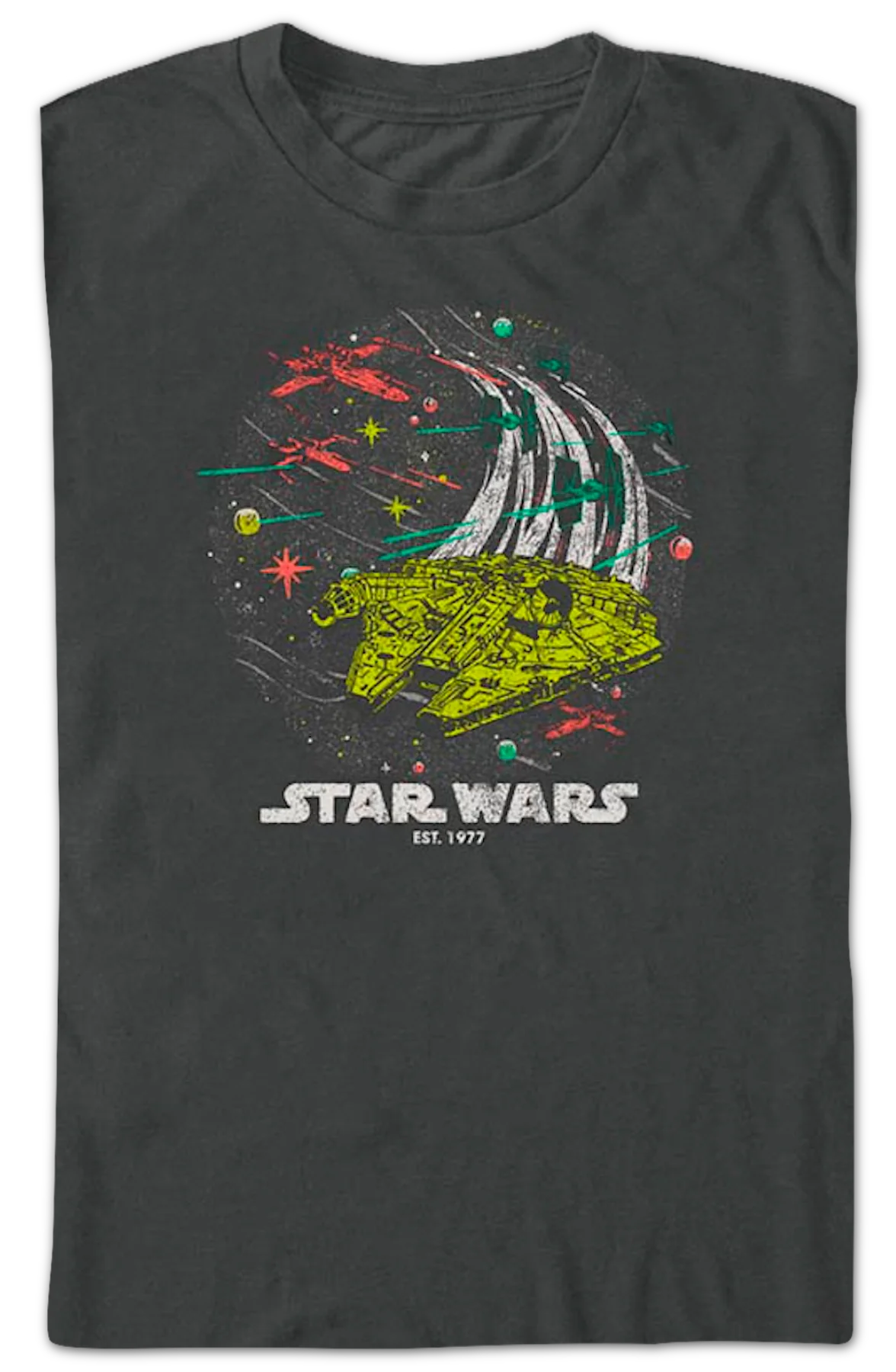Millennium Falcon Colorful Escape Star Wars T-Shirt - Image 2