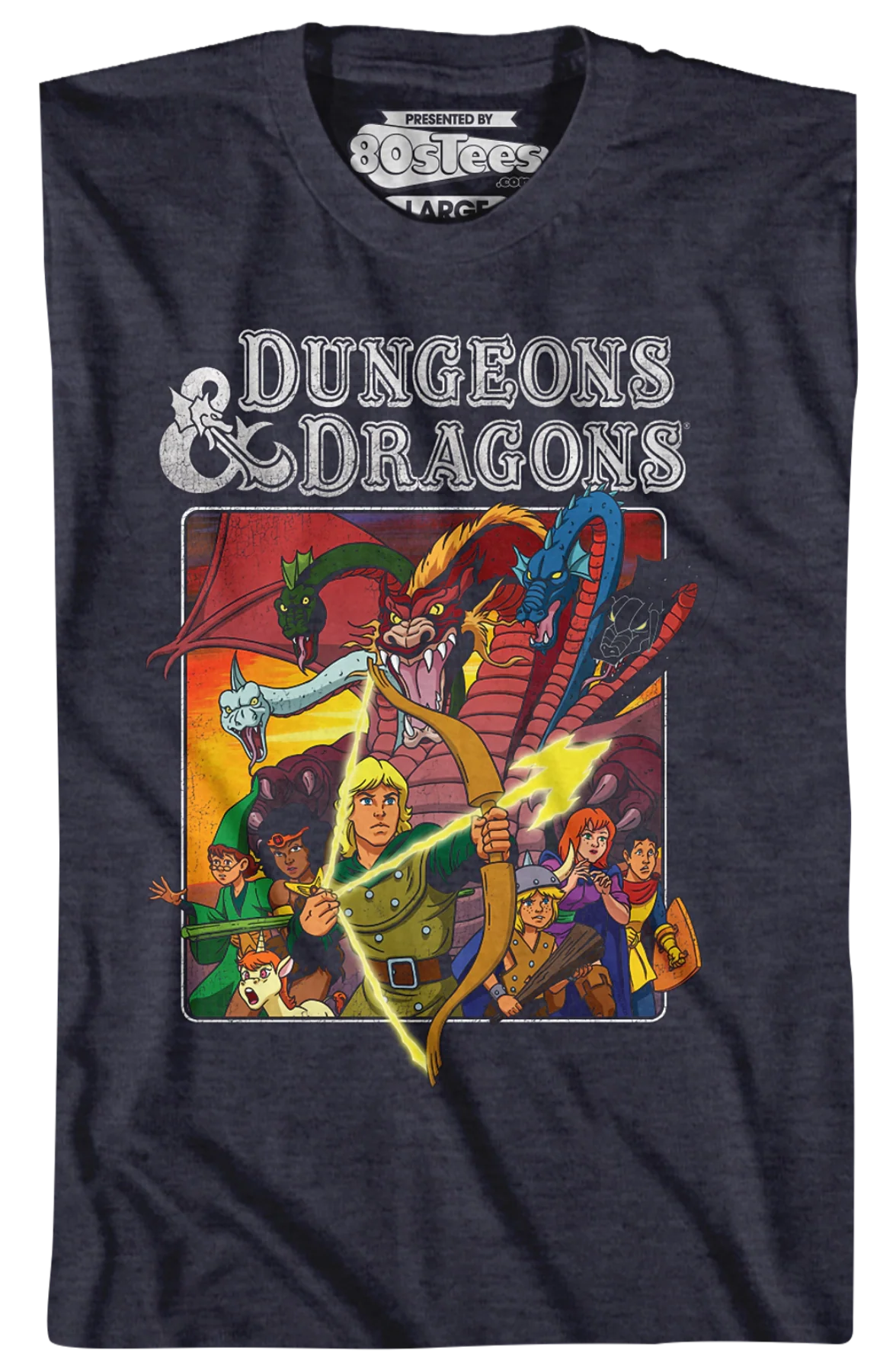 Navy Heather Cartoon Characters Dungeons & Dragons T-Shirt - Image 2