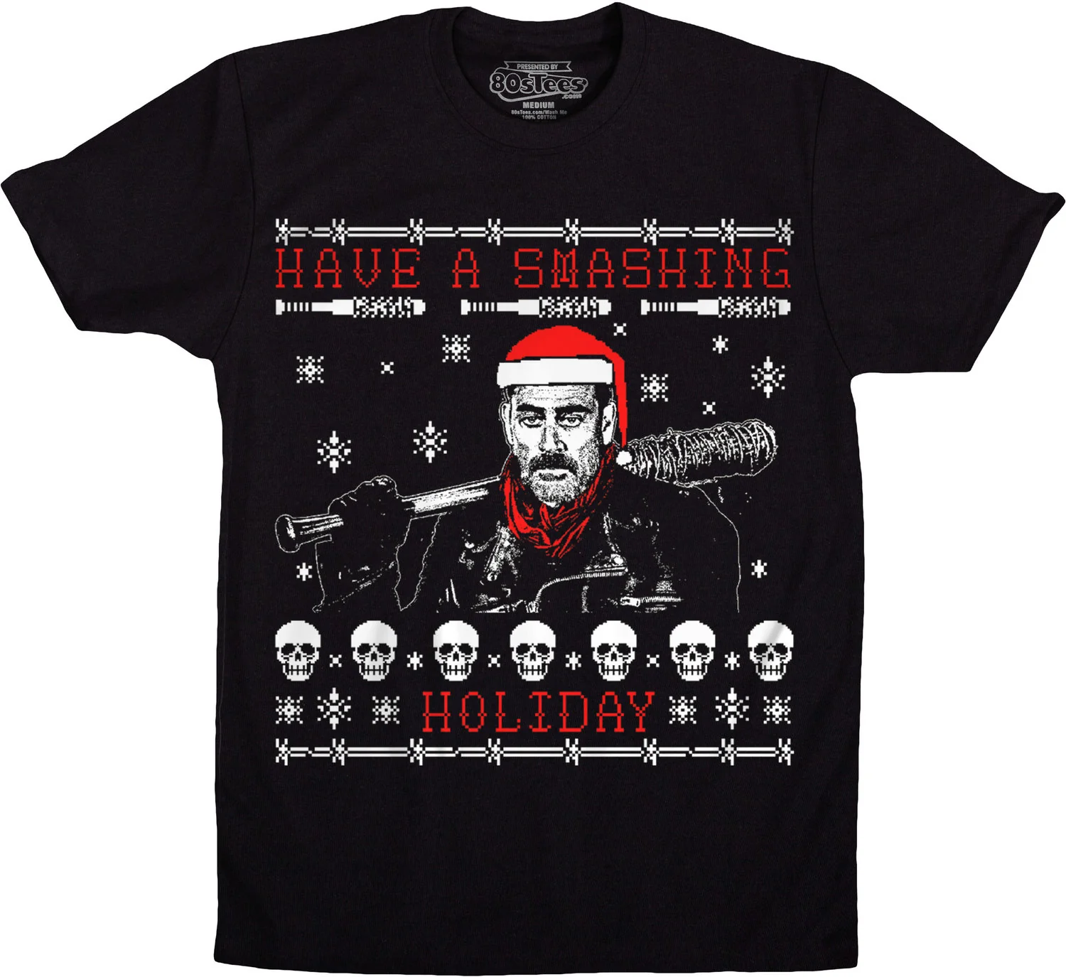 Negan Smashing Holiday Faux Ugly Sweater Walking Dead T-Shirt
