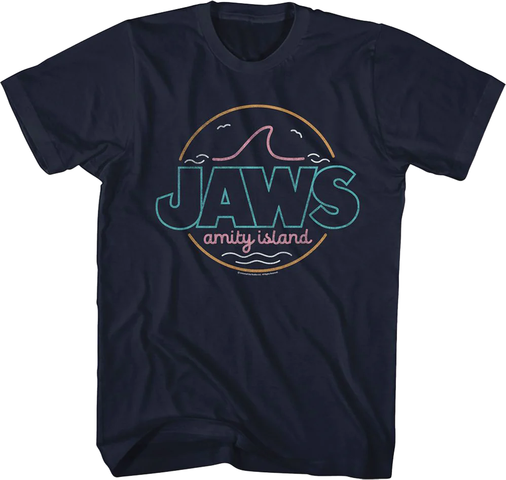 Neon Amity Island Sign Jaws T-Shirt