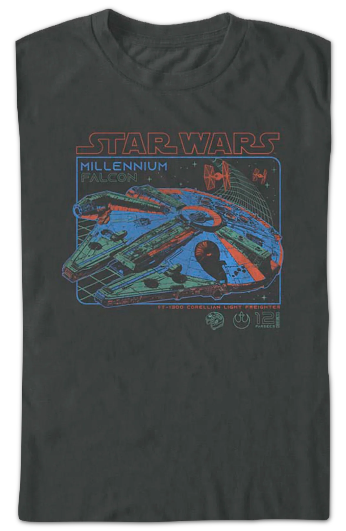 Neon Chase Millennium Falcon Star Wars T-Shirt - Image 2