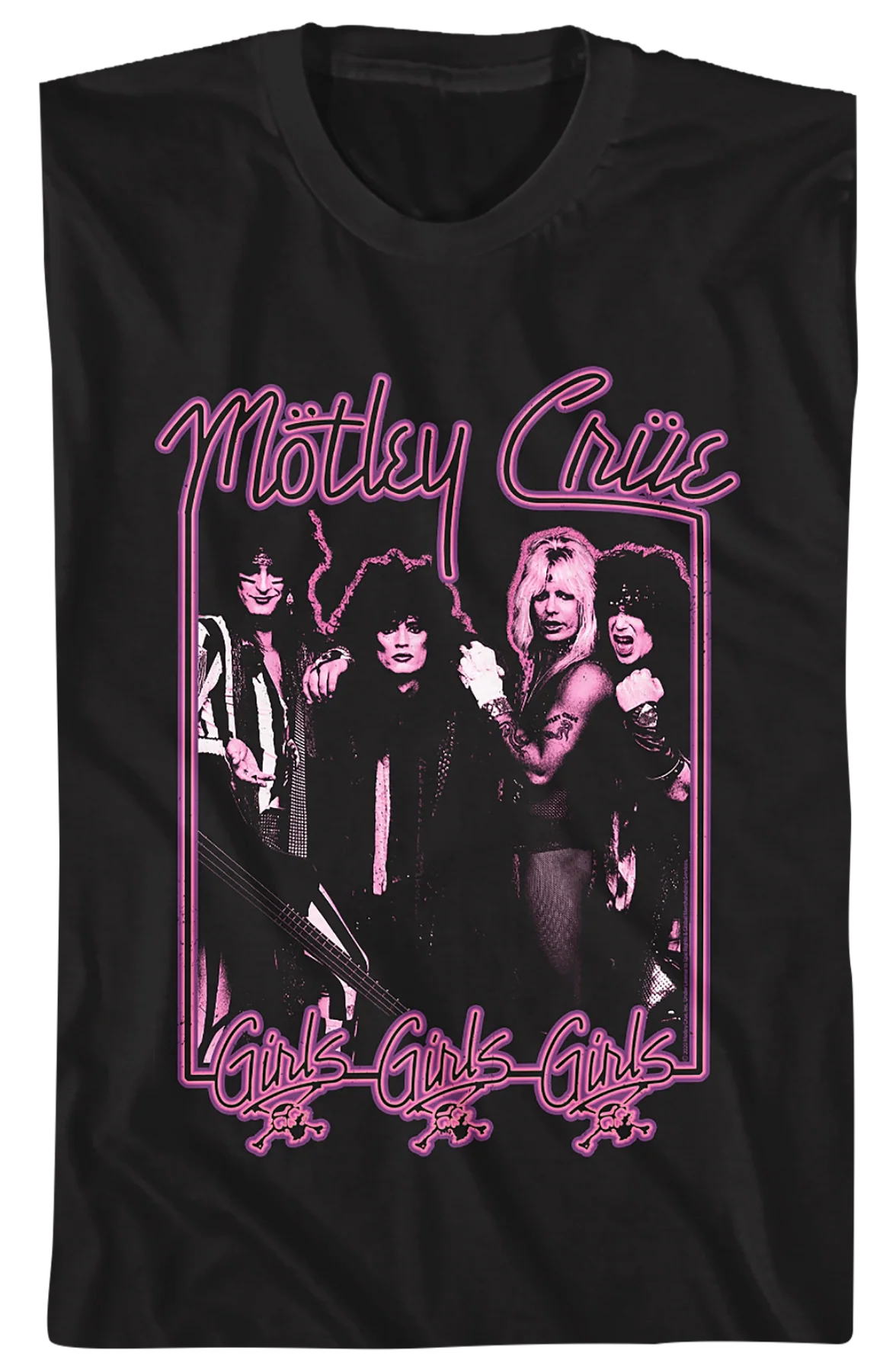 Neon Sign Girls Girls Girls Motley Crue T-Shirt - Image 2