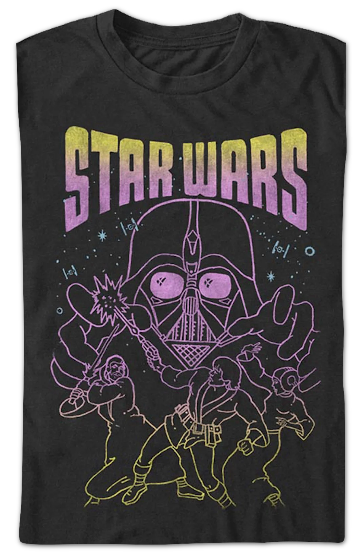 Neon Sketch Star Wars T-Shirt - Image 2