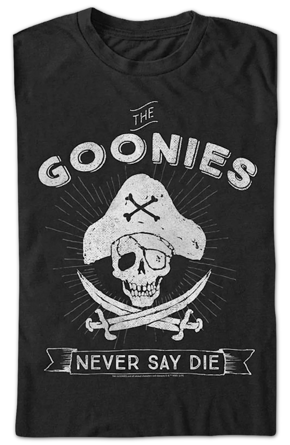 Never Say Die Pirate Logo Goonies T-Shirt - Image 2