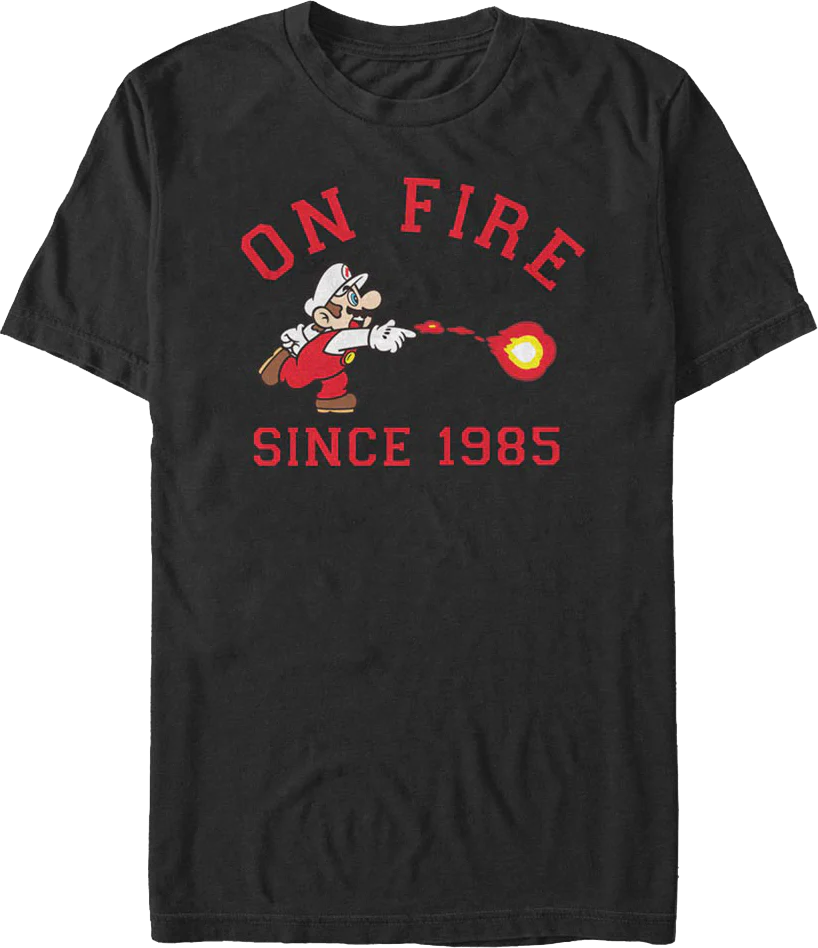 On Fire Since 1985 Super Mario Bros. Nintendo T-Shirt