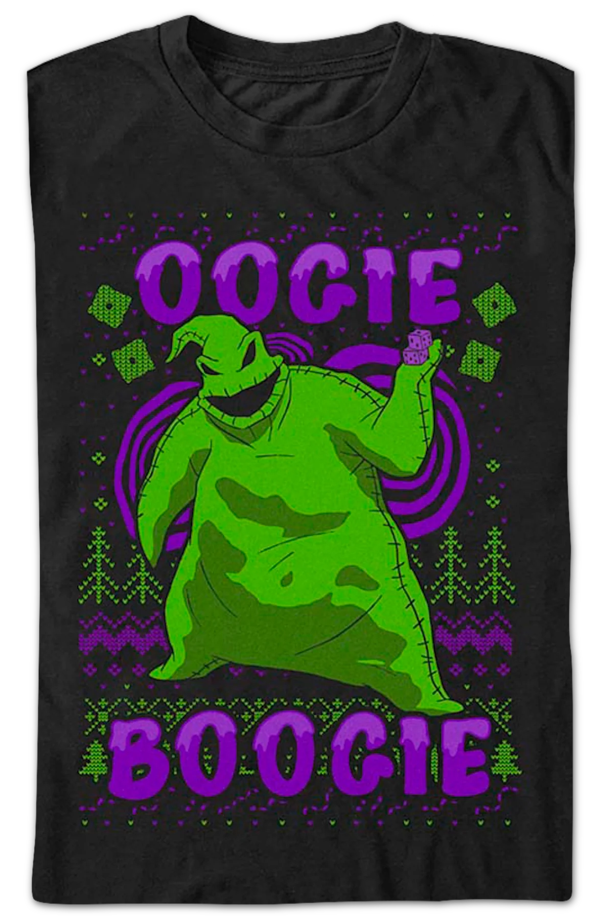 Oogie Boogie Faux Ugly Sweater Nightmare Before Christmas T-Shirt - Image 2