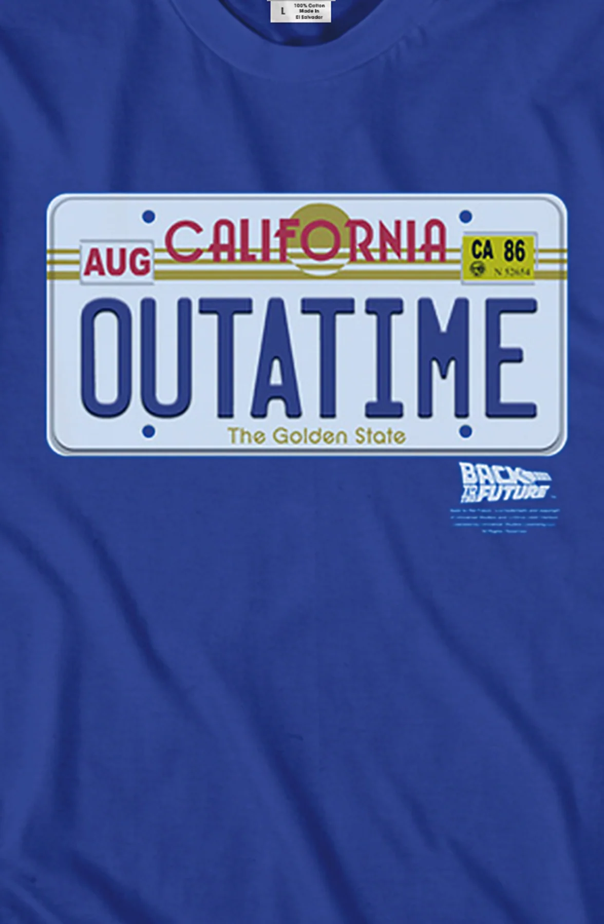 OUTATIME License Plate Back To The Future T-Shirt - Image 2