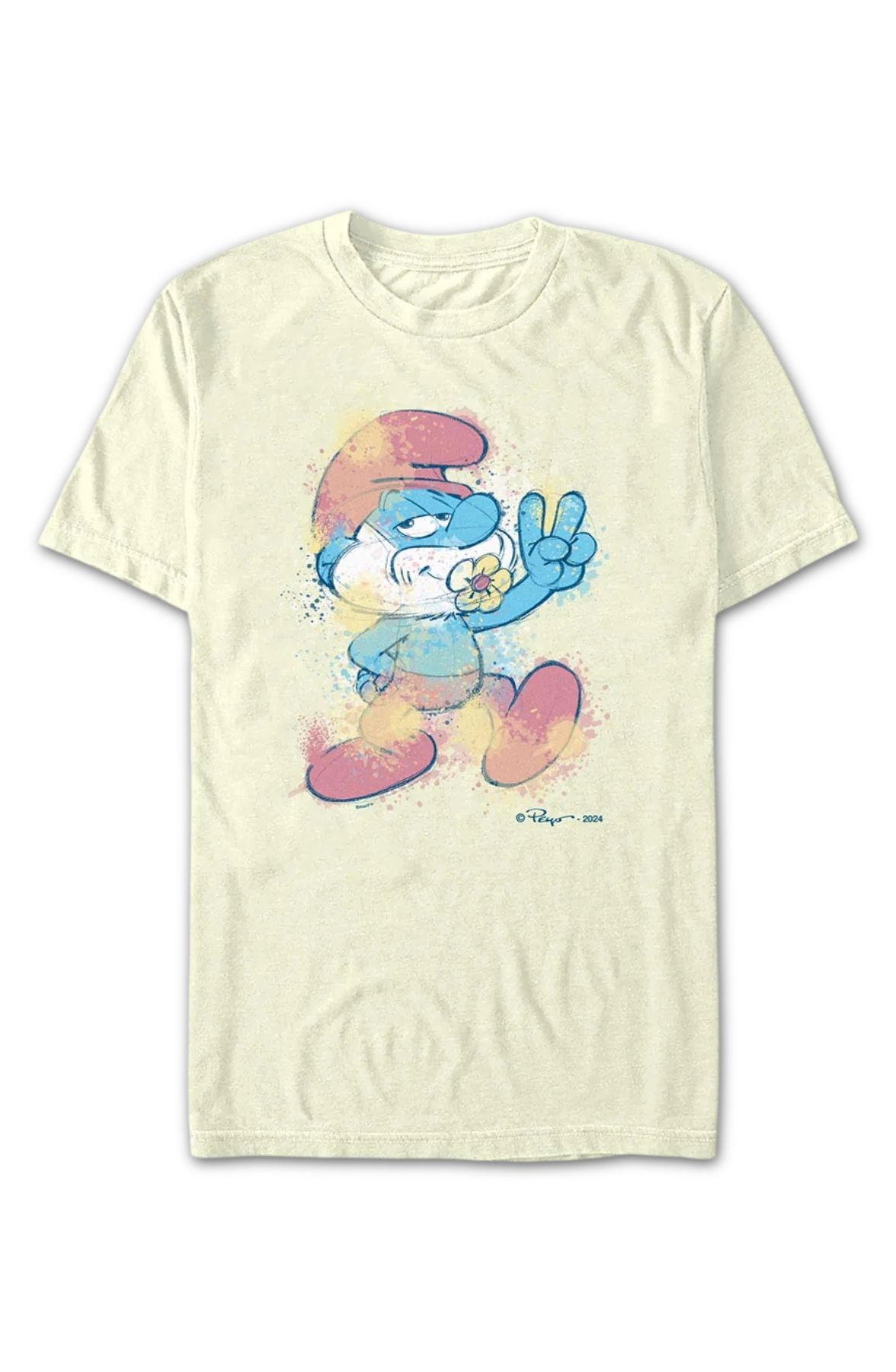 Paint Splatter Papa Smurf T-Shirt - Image 2