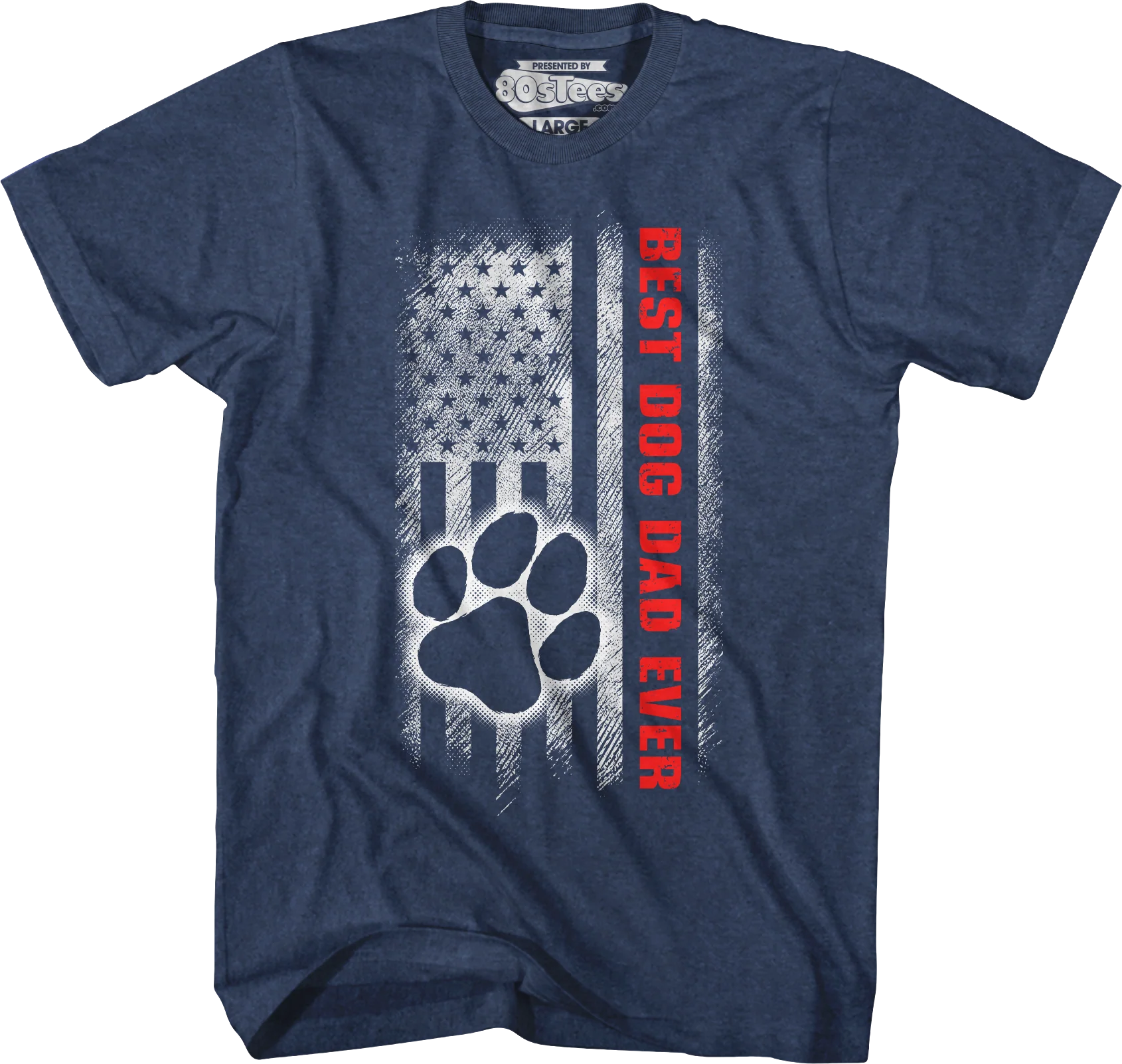 Paw & Flag Best Dog Dad Ever T-Shirt - Image 3